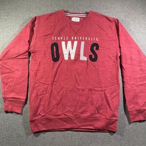 League Temple University Owls Crewneck Sweatshirt Red Heathered Size Medium